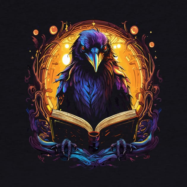 Crow Reads Book by JH Mart